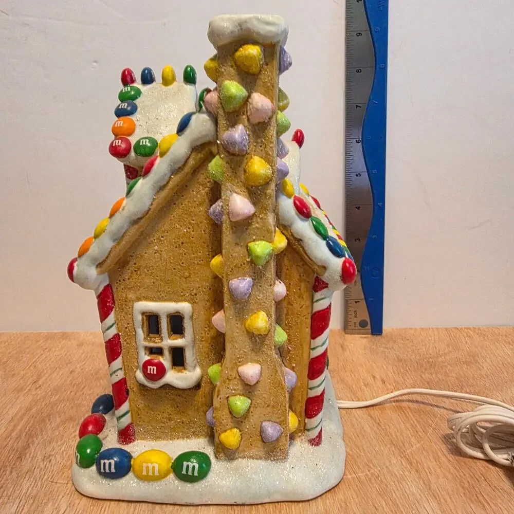 Collectable Kurt Adlers M&M Gingerbread Light-up House Porcelain *' tall 7' wide